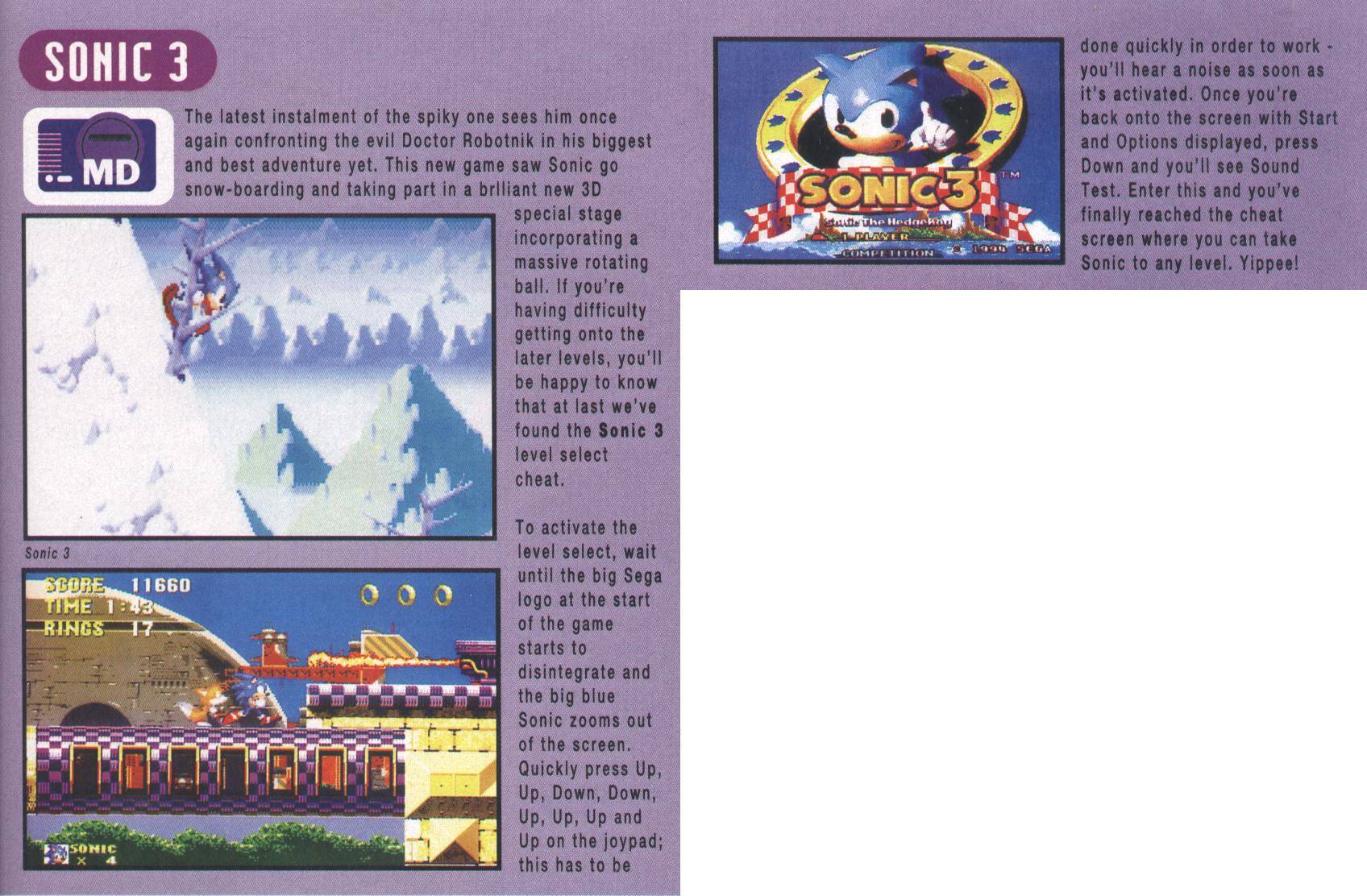 Genesis / 32X / SCD - Sonic 3D Blast / Flickies' Island - The